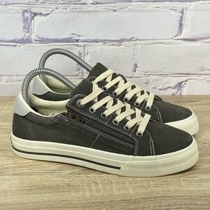 Taos Z-Soul Gray Canvas Sneakers Women's Size 7.5 Wide Casual Zip Lace Up Shoes